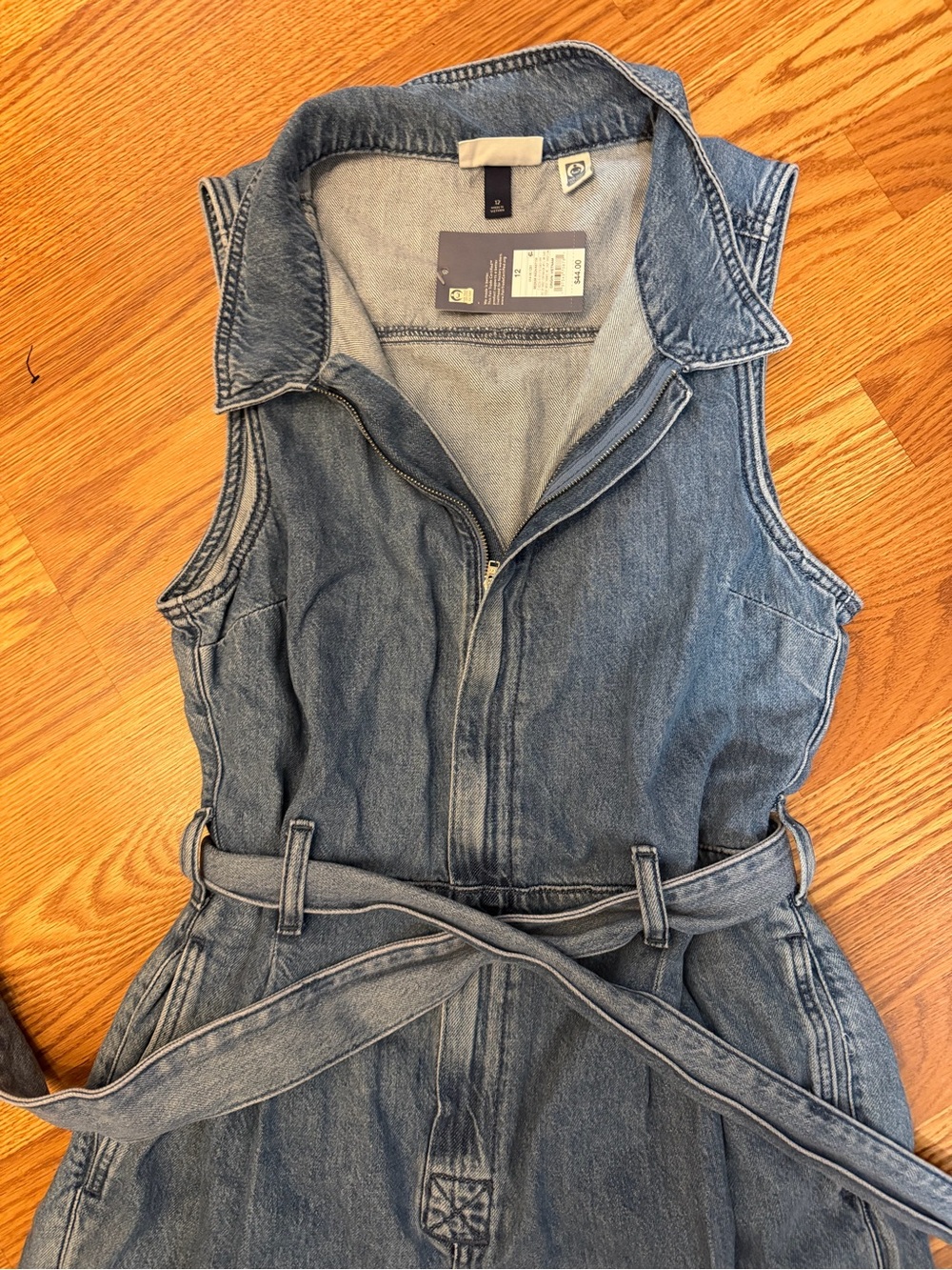 Denim Sleeveless Jumpsuit - Blue, 12
